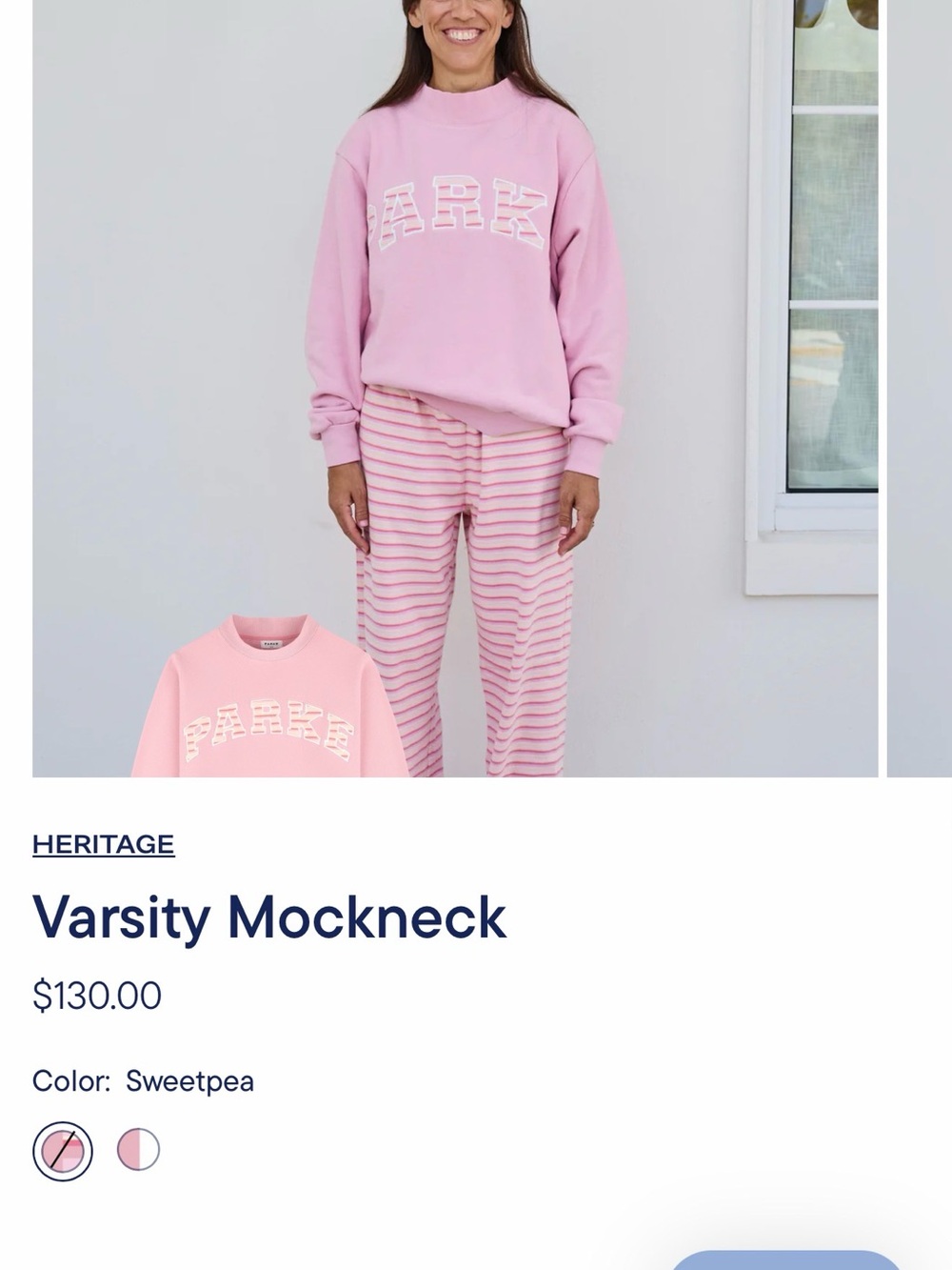 Heritage Varsity Mockneck Sweatshirt - Sweetpea Pink